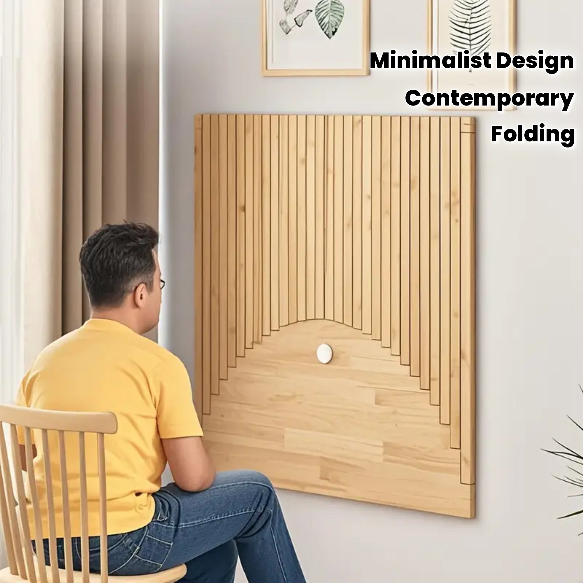 Space Saving Wall Mounted Folding Table - Foldable Desk with Natural -Like End, No Assembly Needed, Compact Minimalist Design for Home Office, Kitchen, Living Room - Workspace Furniture, Office Furniture, Contemporary Furniture, Sturdy Build