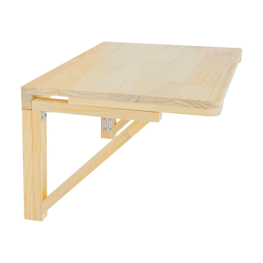 Large Wall-Mounted Folding Table with Triangular Tabletop - Space-Saving Foldable Design Suitable for Homes\u002FOffices\u002FStudies\u002FKitchens - Easy-Install Wood Color Table (Painted)
