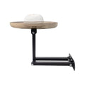 Compact Circular Side Table with a Foldable Bracket, Designed for Wall Mounting. This Telescopic And Adjustable Desk Support Is Ideal for a Floating Nightstand, Mini Coffee Table