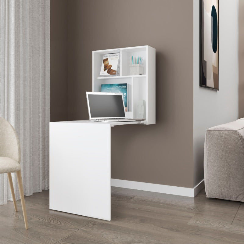 Aguila Wall-Mounted Drop-Leaf Table - Modern Space-Saving Design, No Assembly Required, Durable Non-Wood Material, White Finish for Small Spaces & Contemporary Decor, Versatile Interior Furniture, Minimalist Design, Functional Design