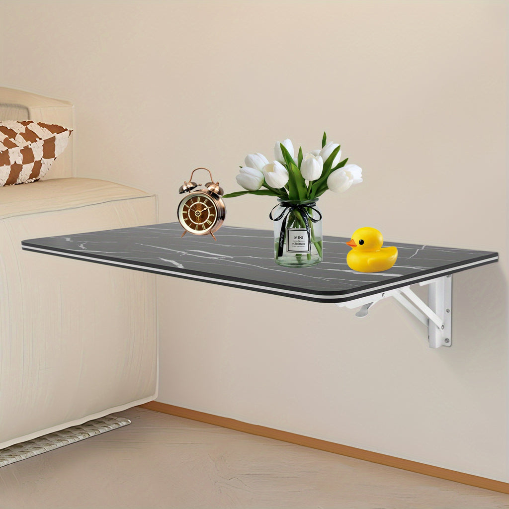 31.5x15.75inch Wall Mounted Folding Table - Black, High-quality, Decoration, Suitable for A Bedroom, Living Room, Study, Kitchen, Balcony, Laundry Room, Lounge, Bar, Restaurant, Coffee Shop, Food Storage Room, Garage, and Other Places, Wood, Black