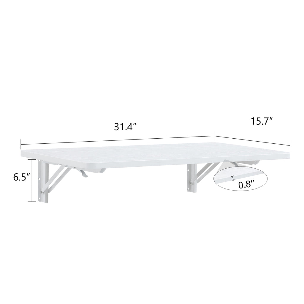 Wall-Mounted Foldable Desk for Laundry& Small Spaces, Floating Fold-Down Table for Kitchen, Bathroom, Bedroom- Compact, Space-Saving, White