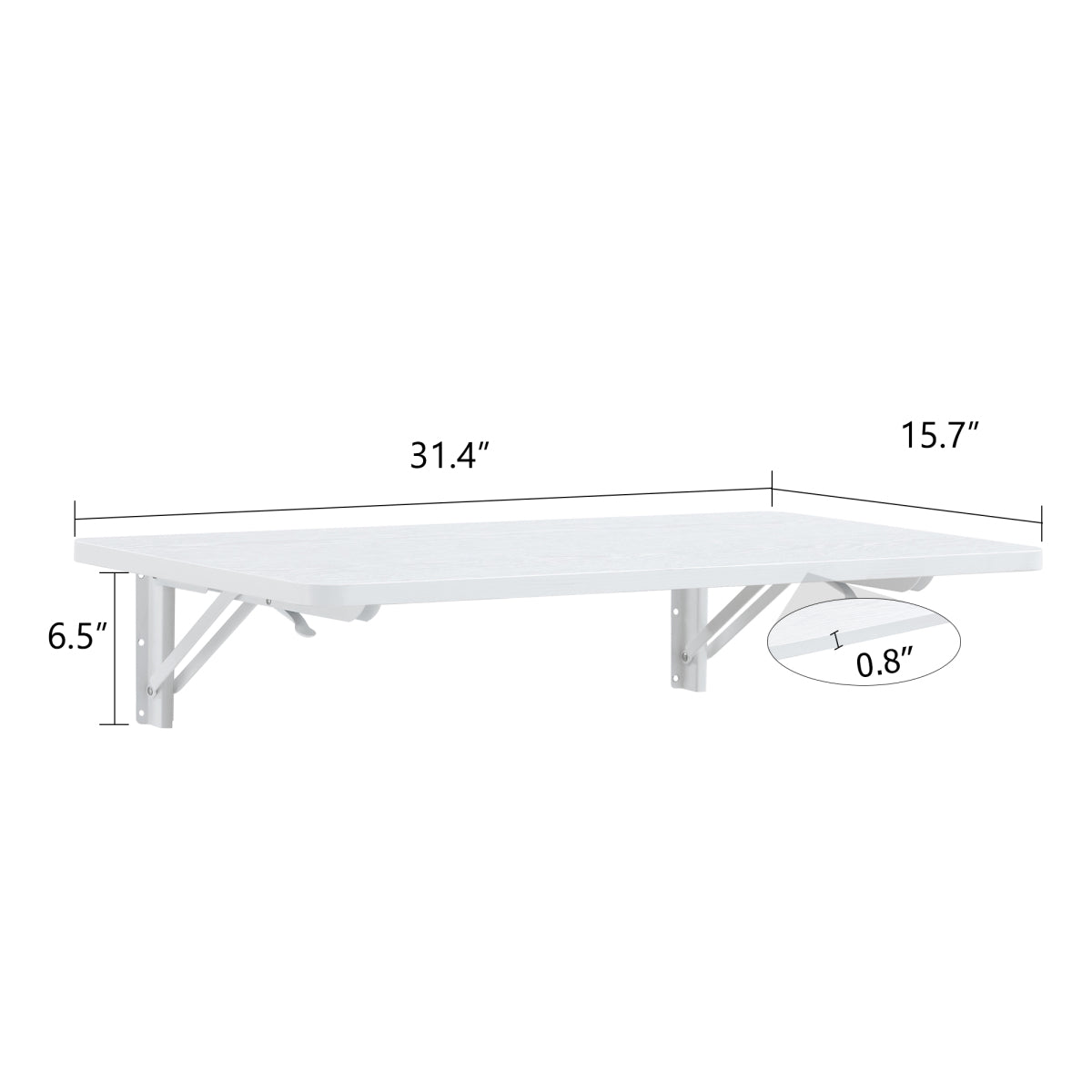 Wall-Mounted Foldable Desk for Laundry& Small Spaces, Floating Fold-Down Table for Kitchen, Bathroom, Bedroom- Compact, Space-Saving, White
