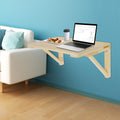 Large Wall-Mounted Folding Table with Triangular Tabletop - Space-Saving Foldable Design Suitable for Homes\u002FOffices\u002FStudies\u002FKitchens - Easy-Install Wood Color Table (Painted)