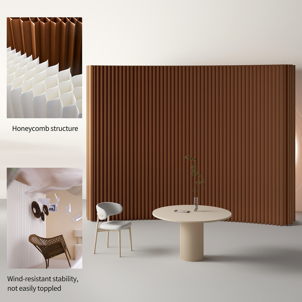 A Foldable Screen Made of Kraft Paper That Serves As a Room Divider, Suitable for Bedrooms And Adaptable for Use in Offices, Living Areas, And Beauty Salons