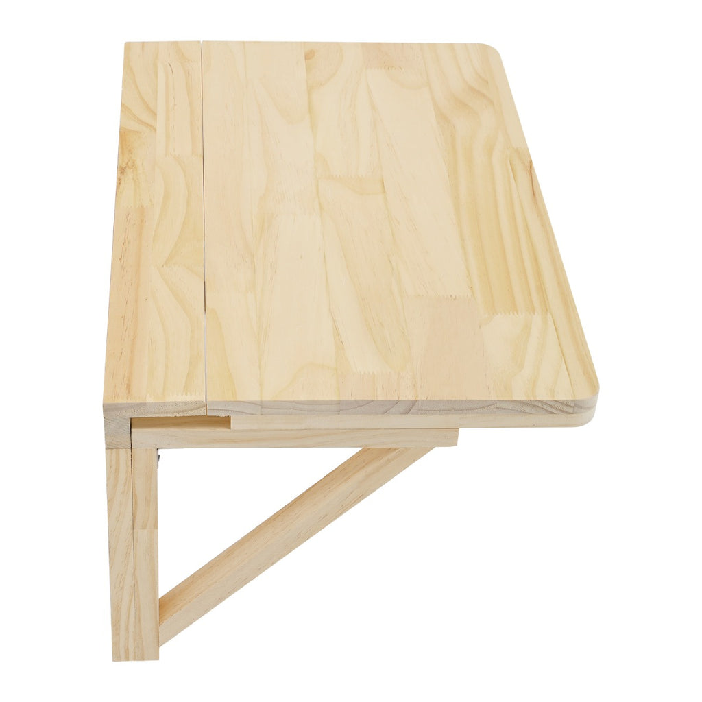 Large Wall-Mounted Folding Table with Triangular Tabletop - Space-Saving Foldable Design Suitable for Homes\u002FOffices\u002FStudies\u002FKitchens - Easy-Install Wood Color Table (Painted)
