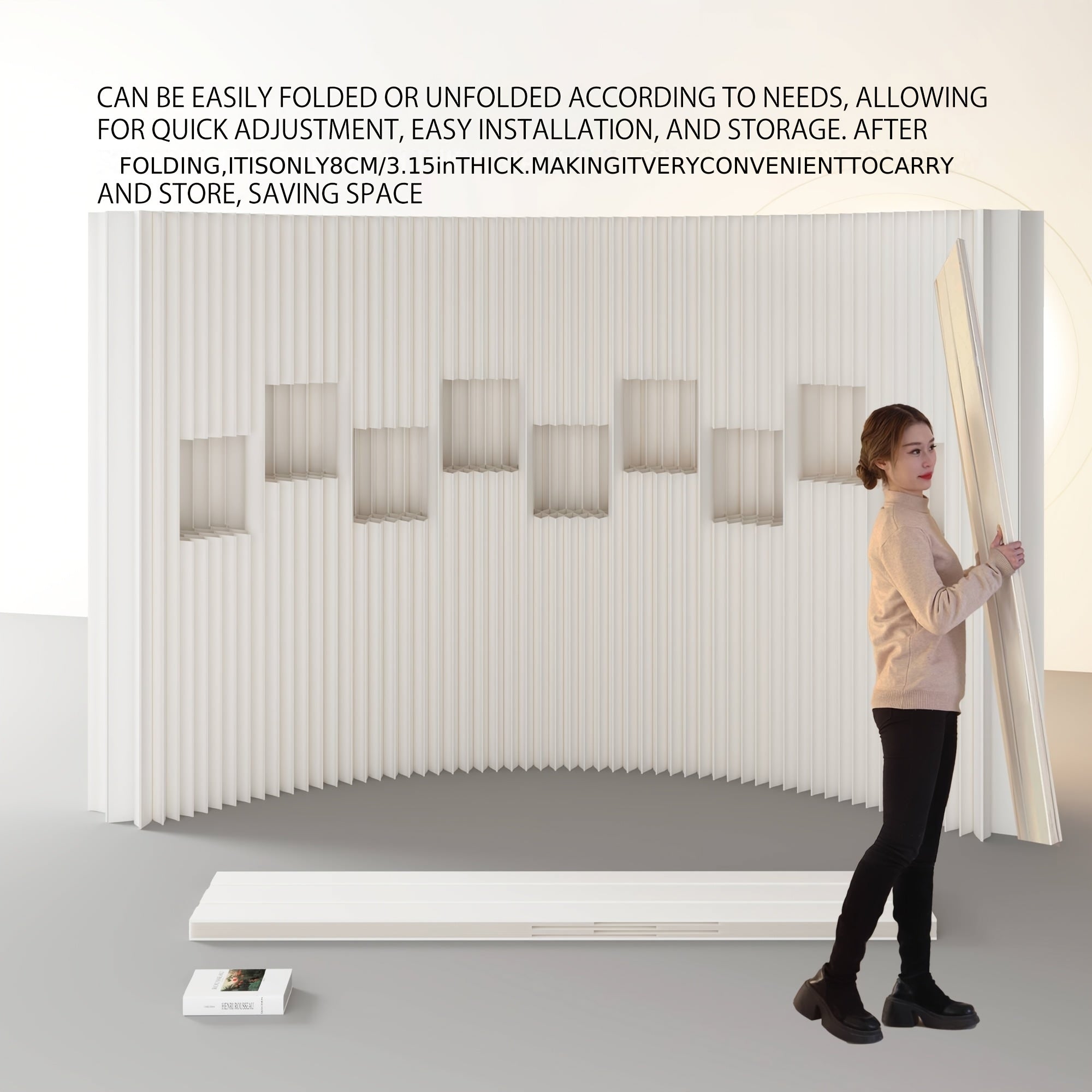Foldable Kraft Paper Screen Partition, Ideal for Office Divisions, Entryway Separators And Bedroom Space Dividers. Easy to Install And Self-assemble.
